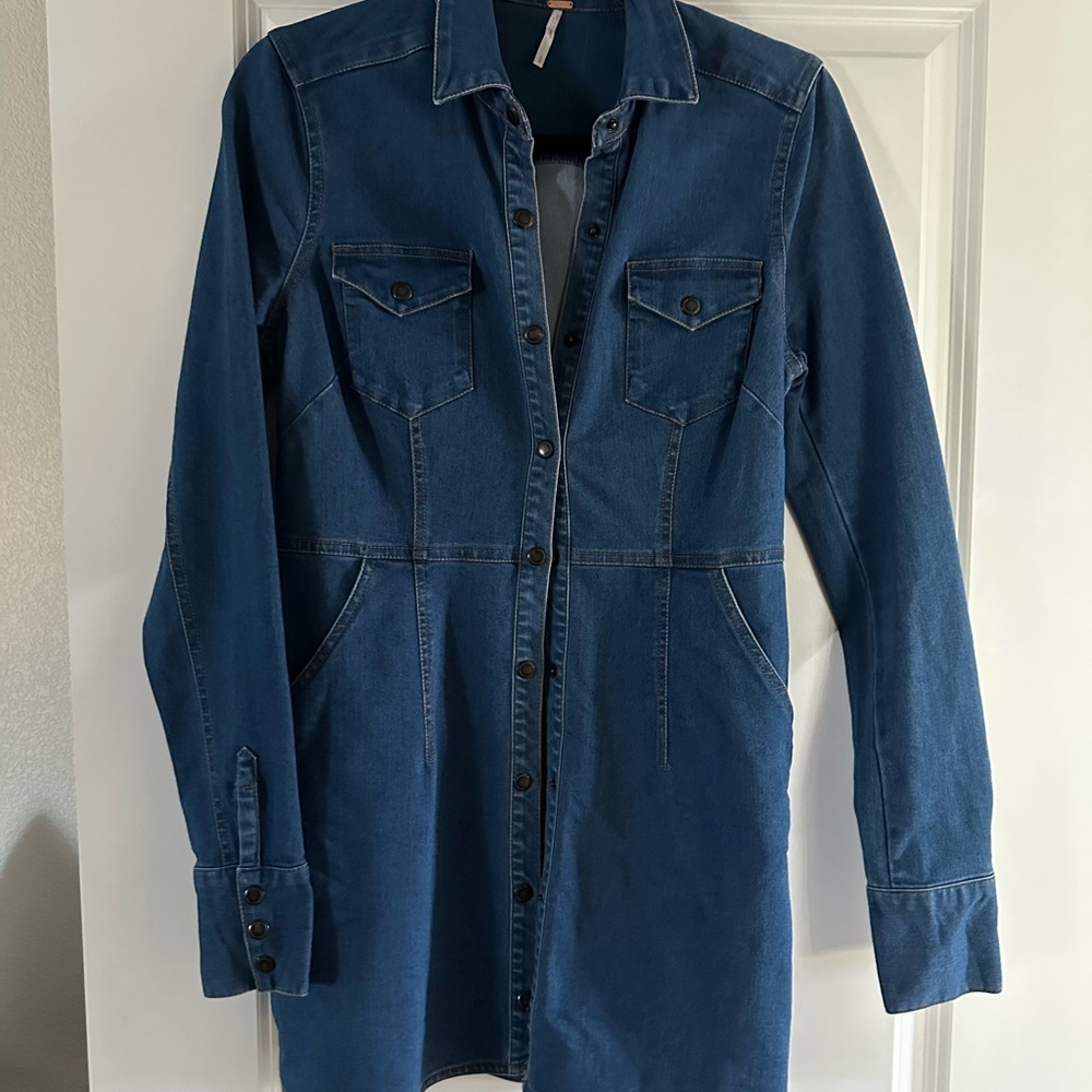 Free People Blue Jean Jacket Dress